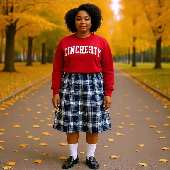 Vintage Appleseed's Plaid Midi Skirt Elastic Waist Made in USA Size 16 - Picture 9 of 9